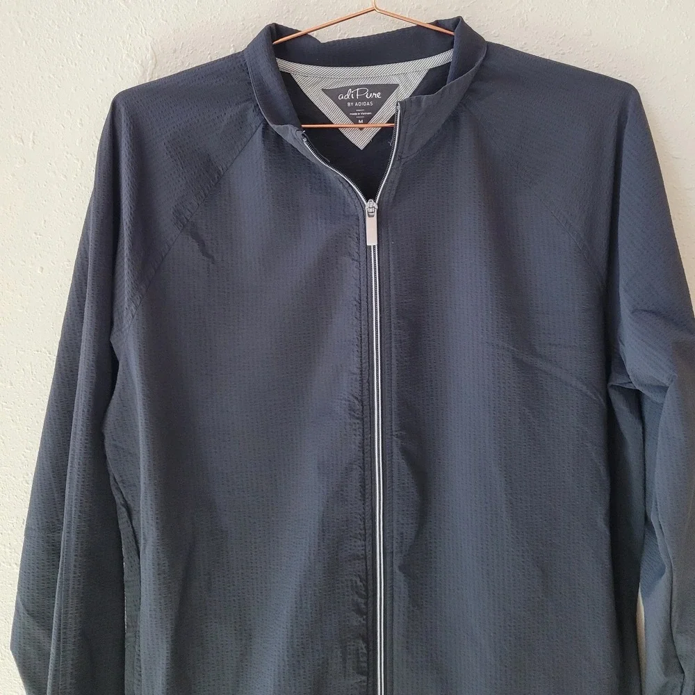 adiPure by ADIDAS M Black Full Zip Textured Golf Jacket Men SAMPLE FQ3245